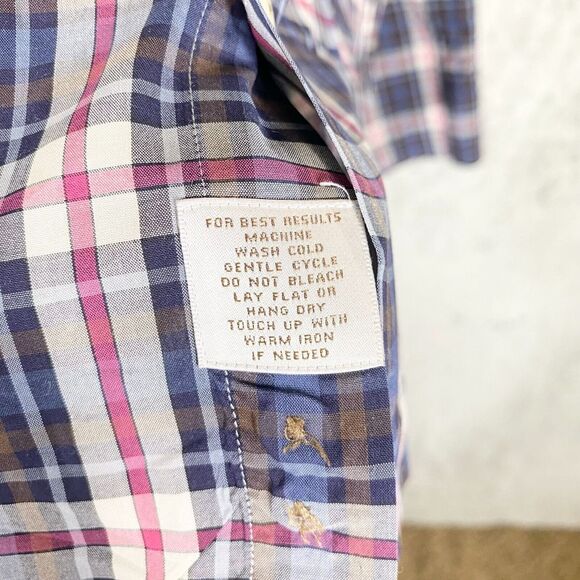 Peter Millar Shirt Men Large Button Up Blue Red White Tartan Plaid Spread - Picture 5 of 5